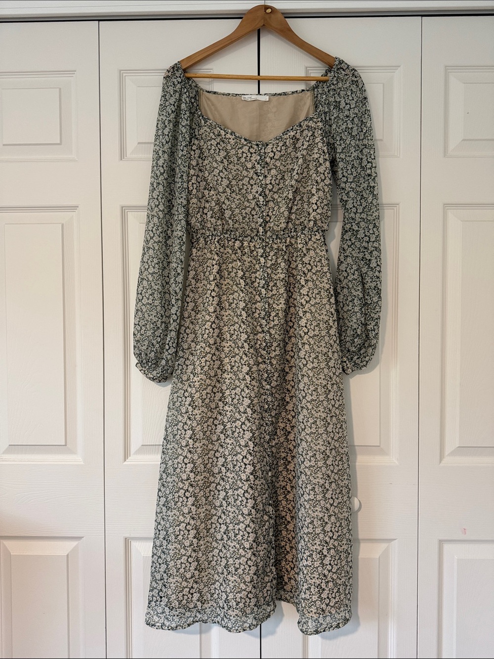 【Oak+Fort】Floral Long-Sleeve Midi Dress